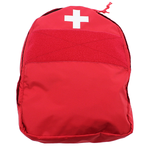 Red medical backpack with first aid symbol